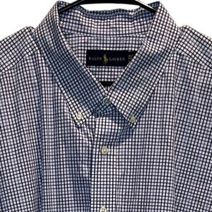 Ralph‎ Lauren 4XLT TALL Button Down Short Sleeve Gingham Check Shirt Polo Pony